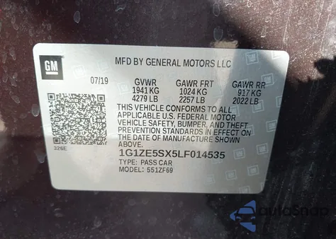 2020 Chevrolet Malibu Fwd Premier z USA, uszkodzony, nr VIN 1G1ZE5SX5LF014535